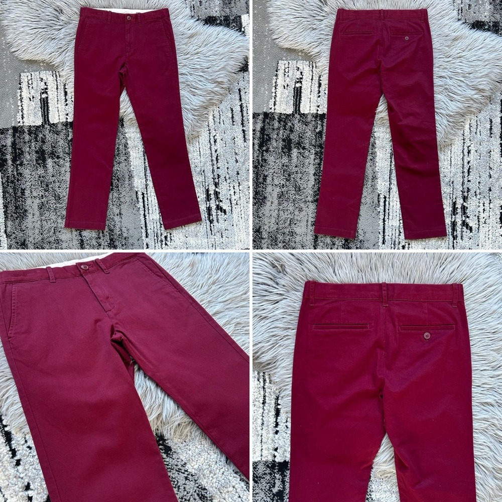 NWT J. Crewcuts Boys Chino Stretch Slim Fit Adj Burgundy Twill Pants Size 12
